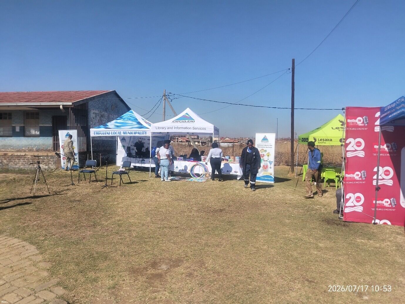 Community outreach event with information tents